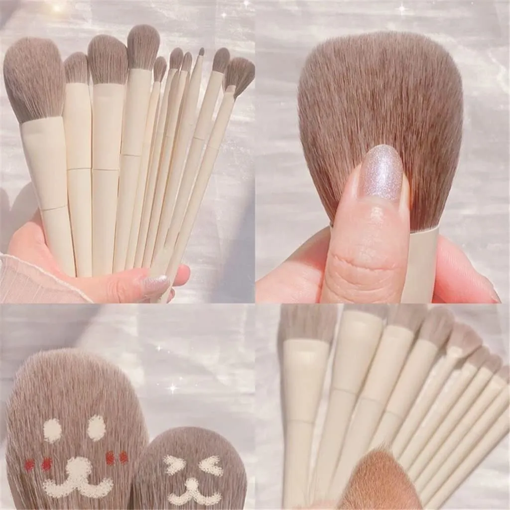 10 Soft White Loose Powder Makeup Brush Set Foundation Powder Eye Shadow Eyebrow Highlight Beauty Tool