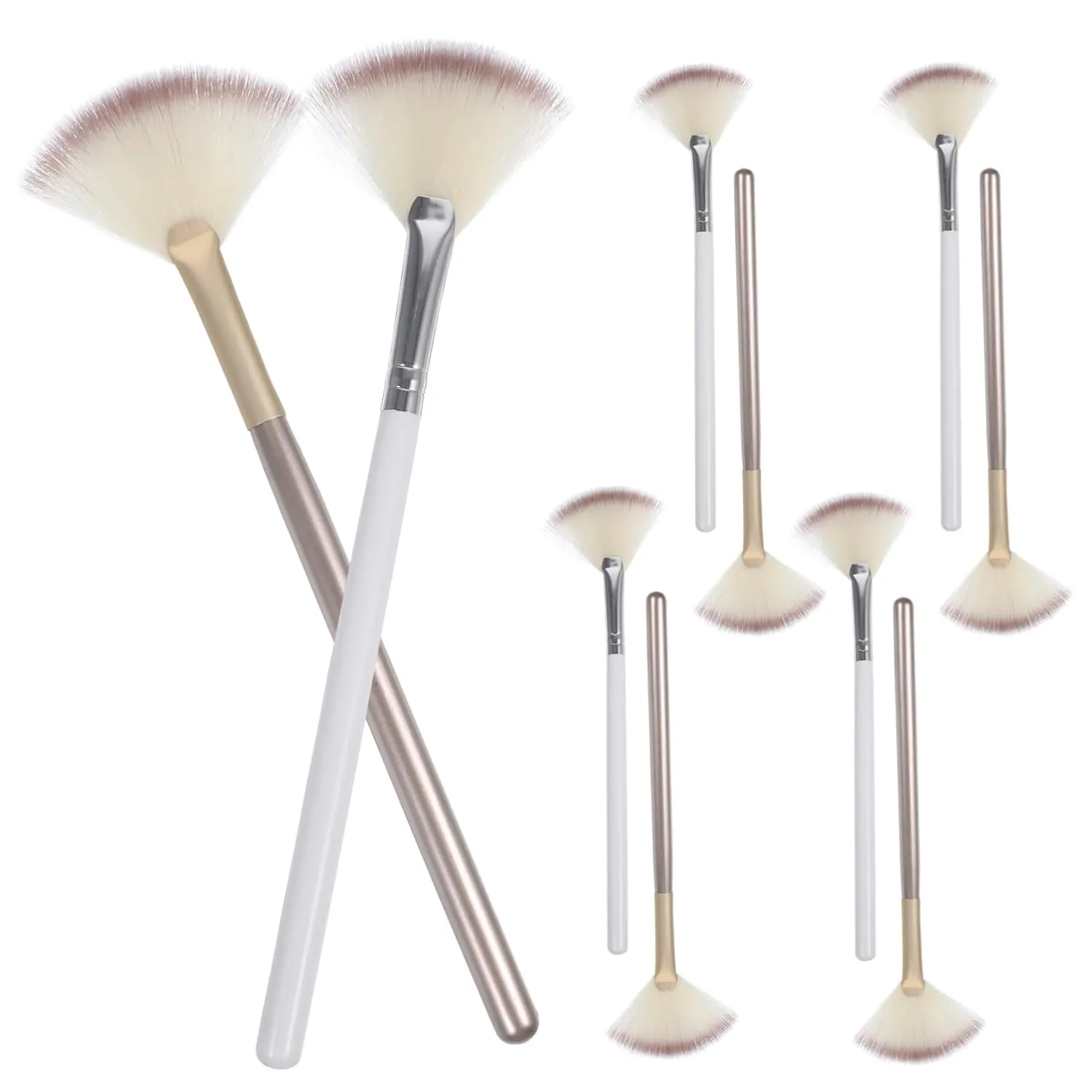 10pcs Fan Makeup Brush for Highlighter Powder and Acid Essence Application for Travel and Everyday Use Fluffy Design for Effortless Blending and Natural Finish