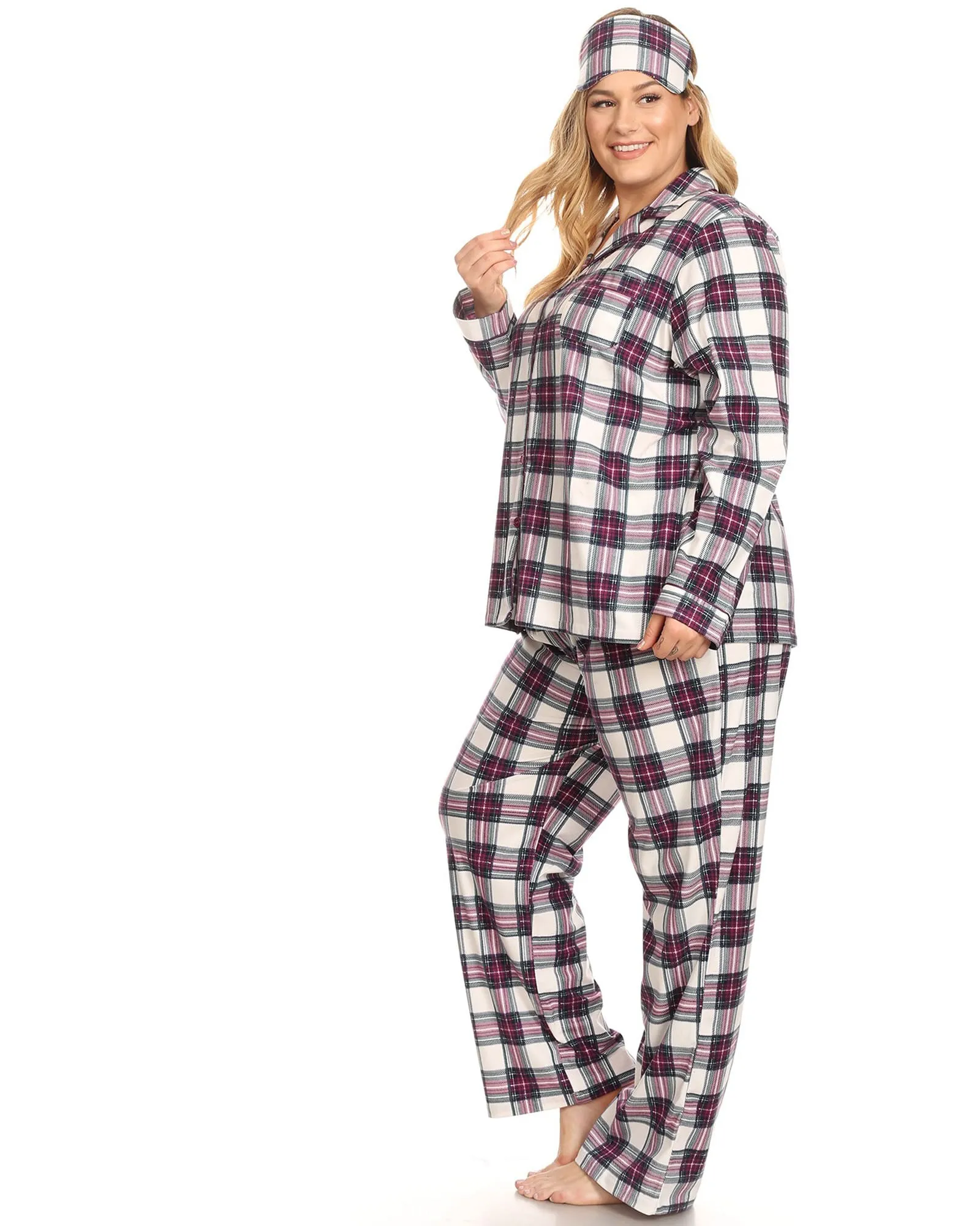 3 Piece Pajama Set | Purple/White