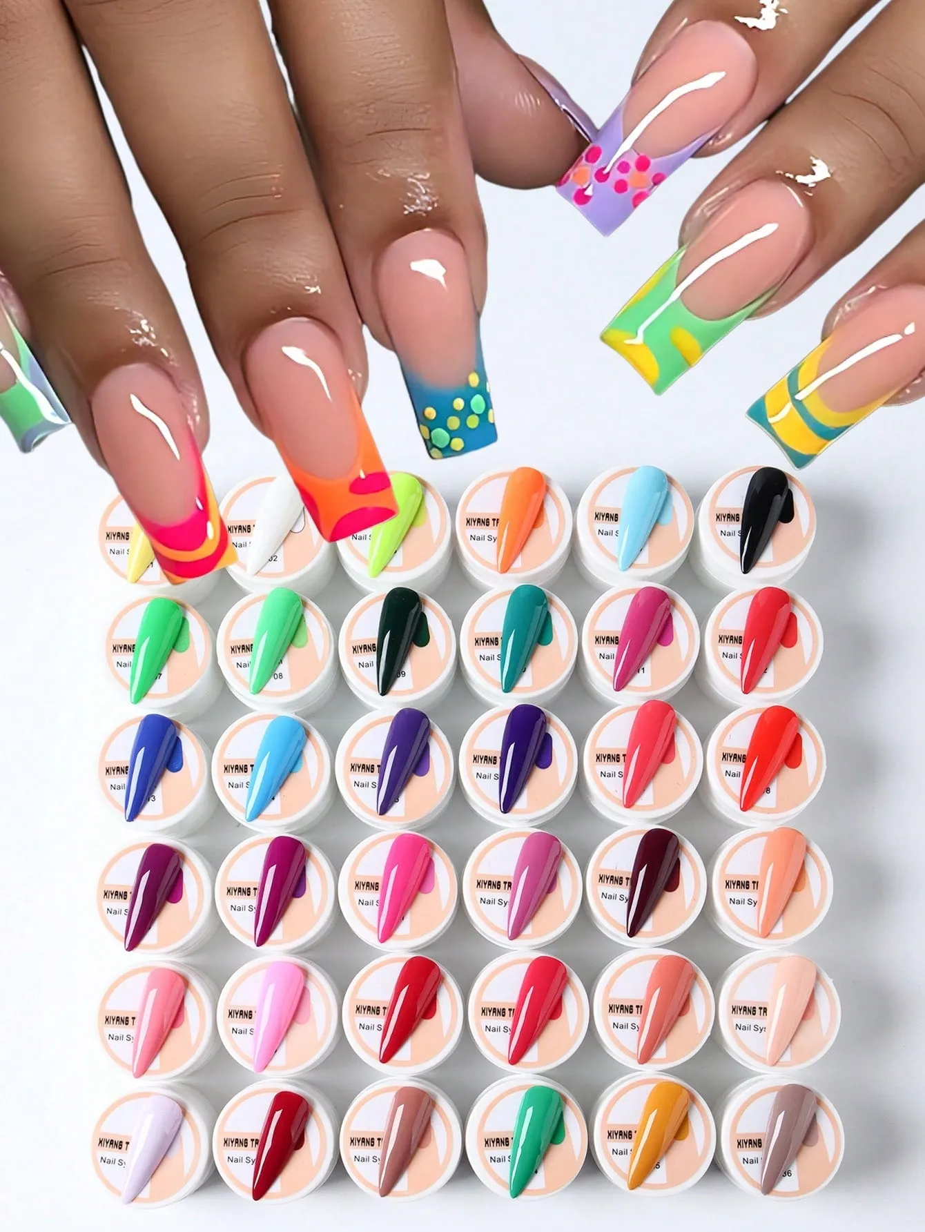 36 Bottles Multicolored Nail Art Gel - Soak Off UV/LED