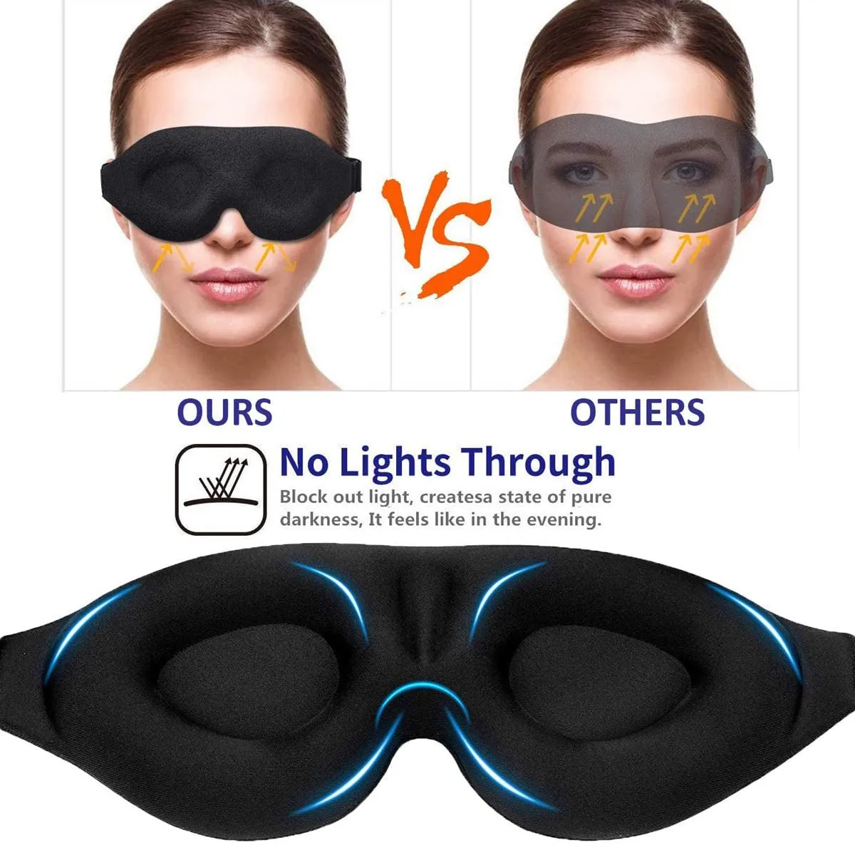 3D Sleeping Eye Mask, Soft Breathable Eye Cover for Women Men, Relaxing Zero Pressure Night Blindfold(Bulk 3 Sets)
