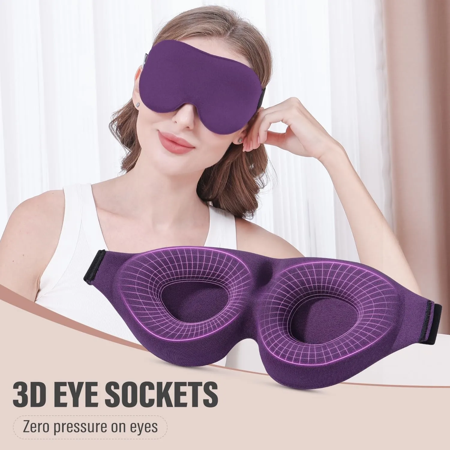 3D Sleeping Eye Mask, Soft Breathable Eye Cover for Women Men, Relaxing Zero Pressure Night Blindfold(Bulk 3 Sets)