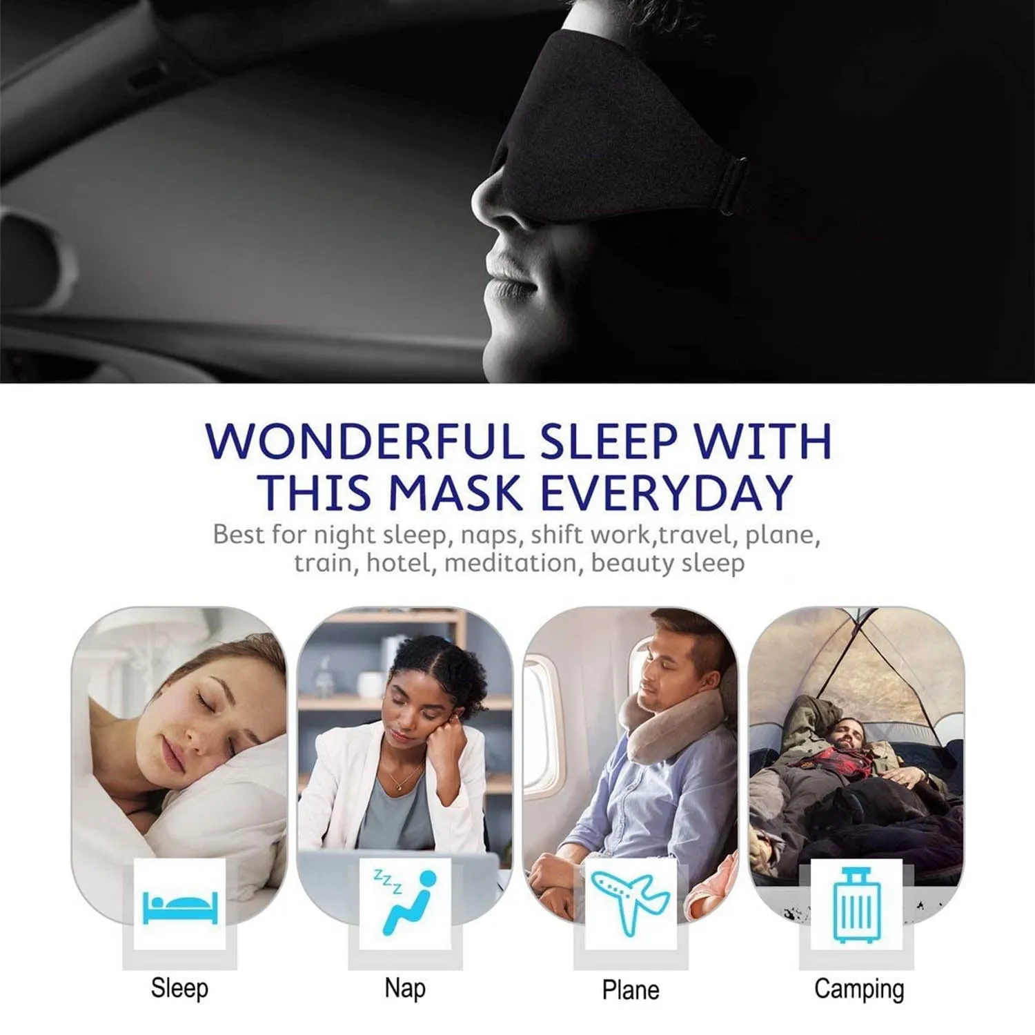 3D Sleeping Eye Mask, Soft Breathable Eye Cover for Women Men, Relaxing Zero Pressure Night Blindfold(Bulk 3 Sets)