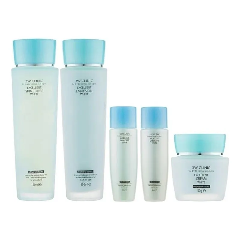 3w Clinic Excellent White Skin Care 3 Set (Toner Emulsion Cream) 5 Items