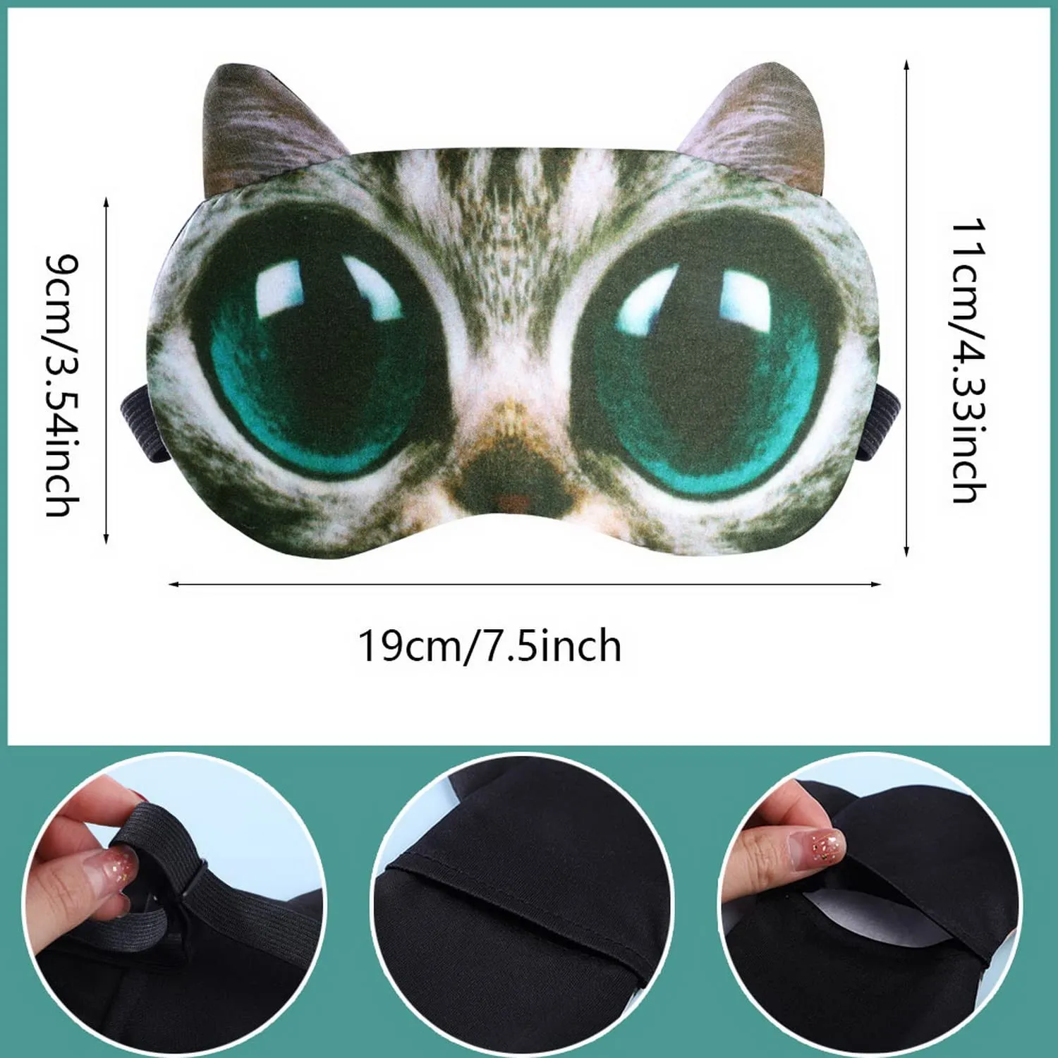 4pcs Cute Sleep Blindfold, Lightweight Soft Cartoon Cat Eye Mask Animal Eyepatch Breathable Eyeshades for Sleeping with Elastic Strap for Women Kids Travel Rest Sleep