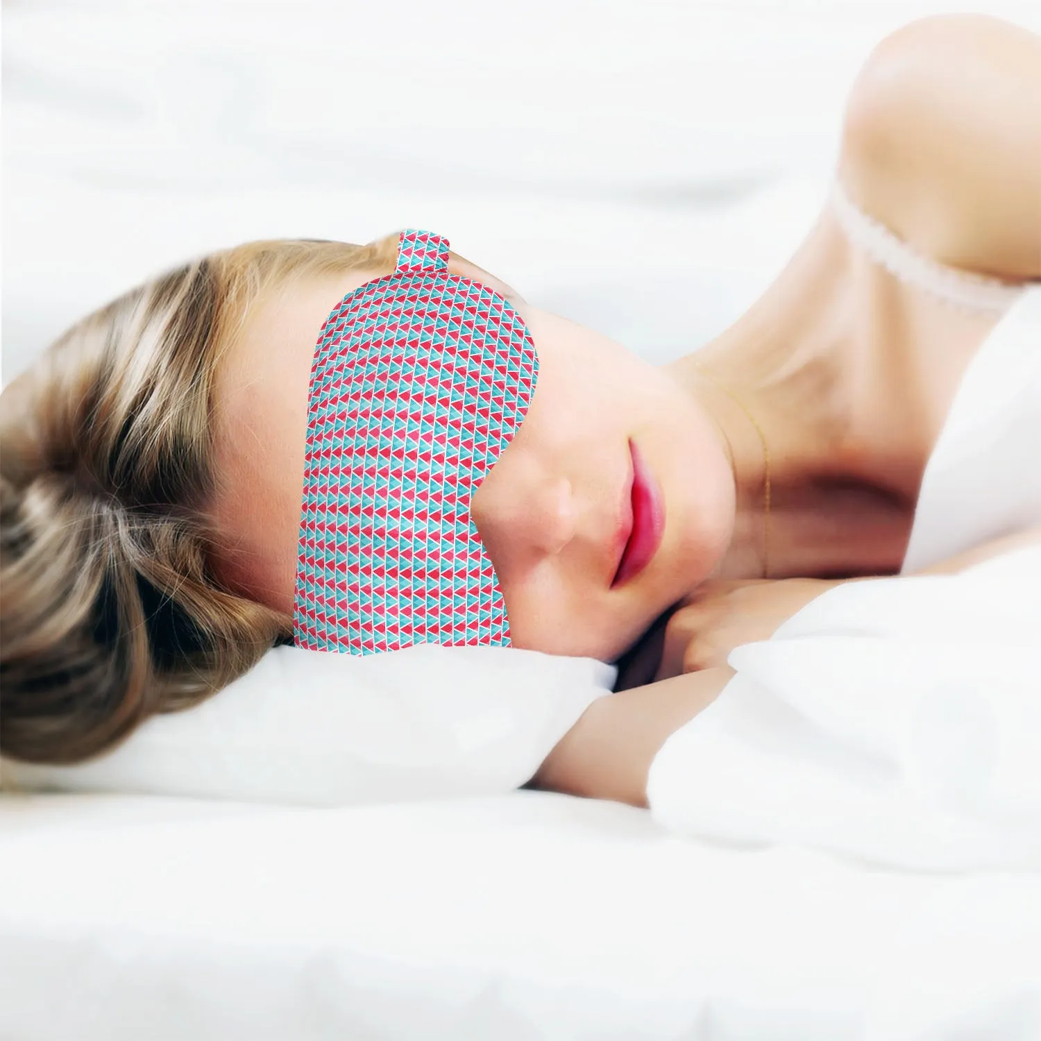 Abstract Triangles Sleeping Eye Pad Blackout Eye Cover | Soft Anti-Allergic Eco-Friendly Natural Mulberry Silk Fabric