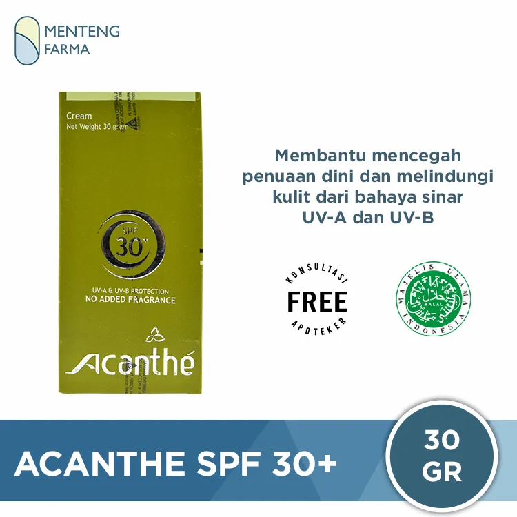 Acanthe Cream 30 Gr - Tabir Surya SPF 30