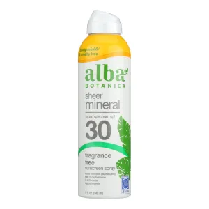 Alba Botanica Mineral Sunscreen Face Spray, SPF 30 - 5 Fl Oz