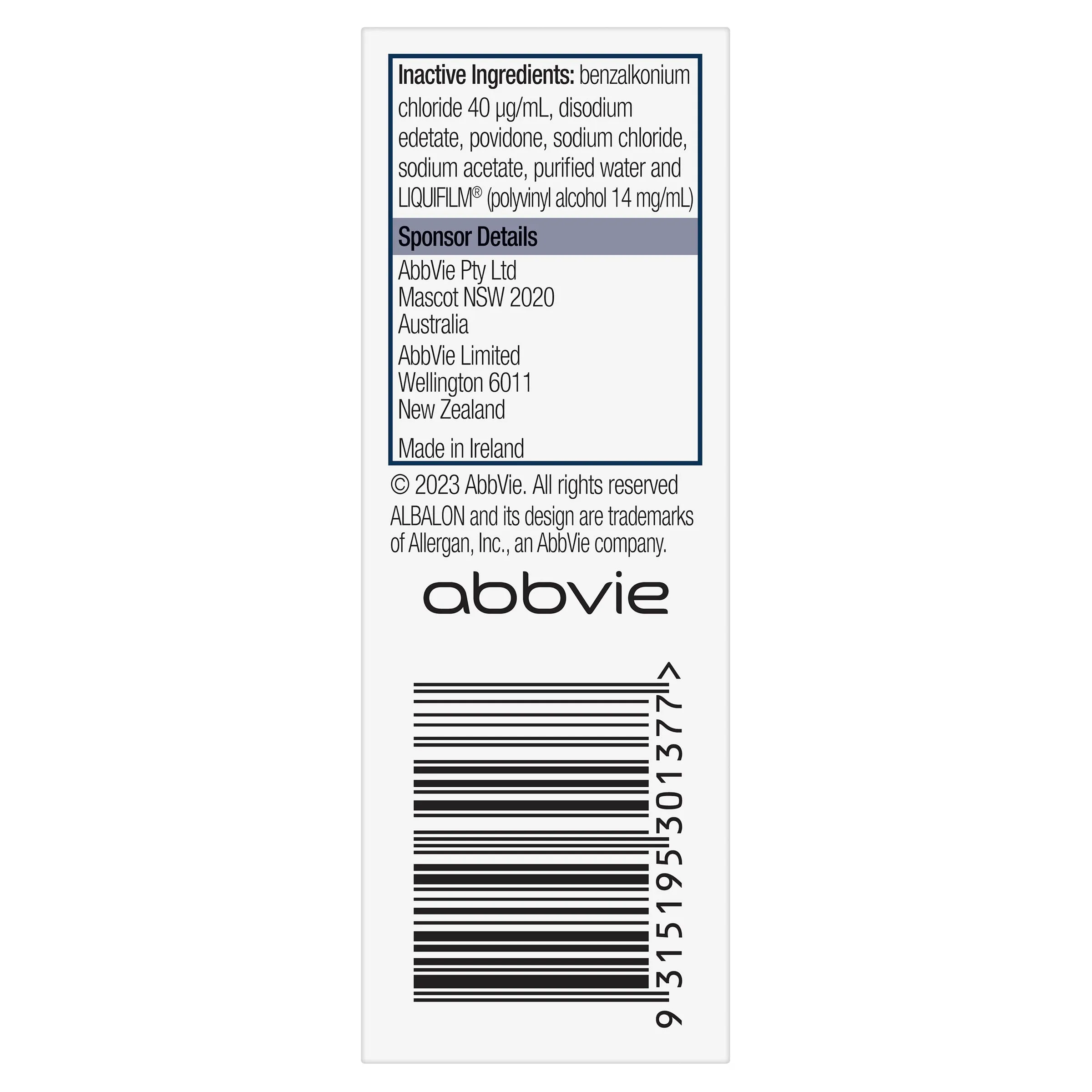 Albalon A Allergy Eye Drops 15mL