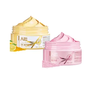 ANAI RUI Fcial Mask Set with Tumeric Vitamin C Face Mask   Pink Skincare Clay Mask for Refining Pores, Smooth, Radinace