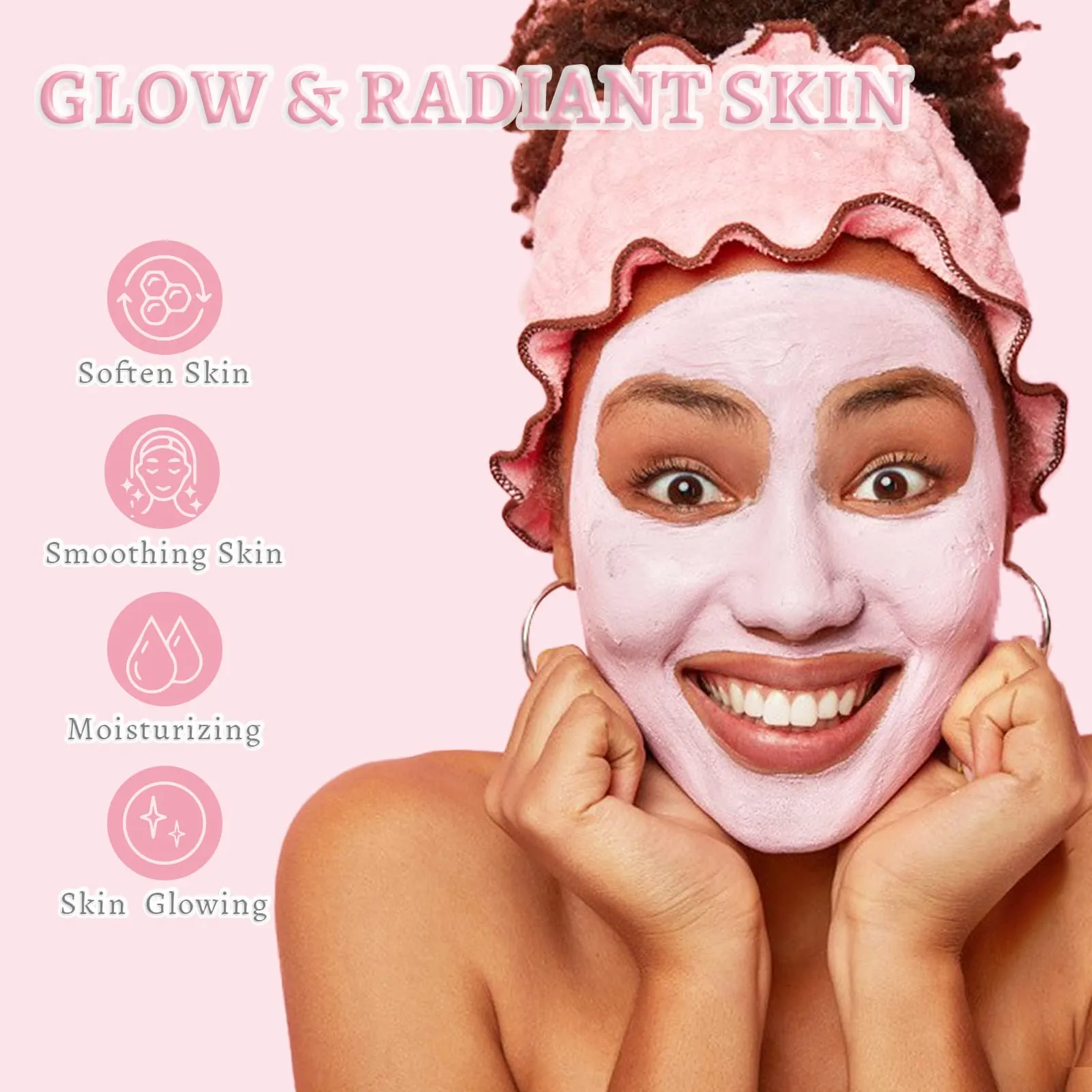 ANAI RUI Fcial Mask Set with Tumeric Vitamin C Face Mask   Pink Skincare Clay Mask for Refining Pores, Smooth, Radinace