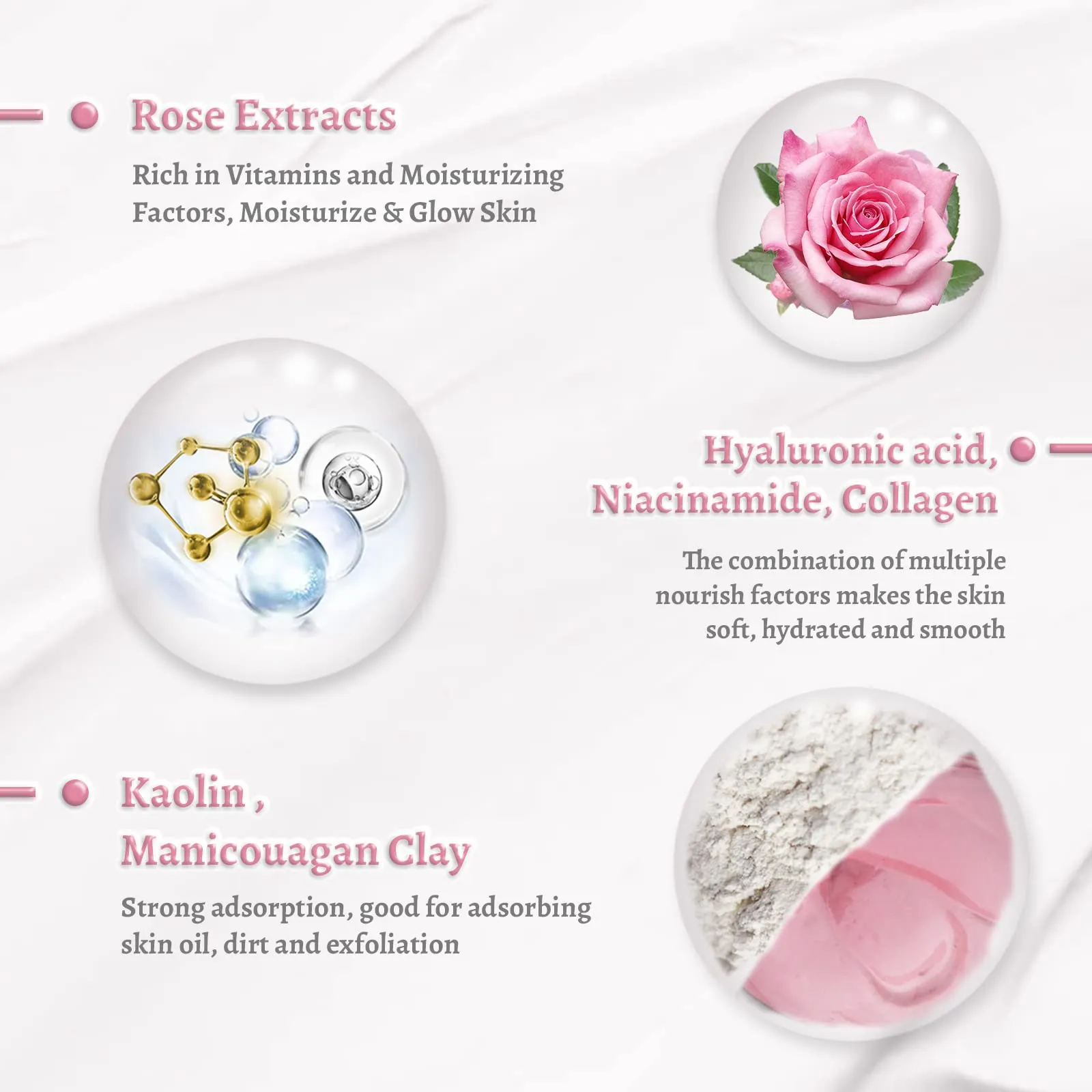 ANAI RUI Fcial Mask Set with Tumeric Vitamin C Face Mask   Pink Skincare Clay Mask for Refining Pores, Smooth, Radinace