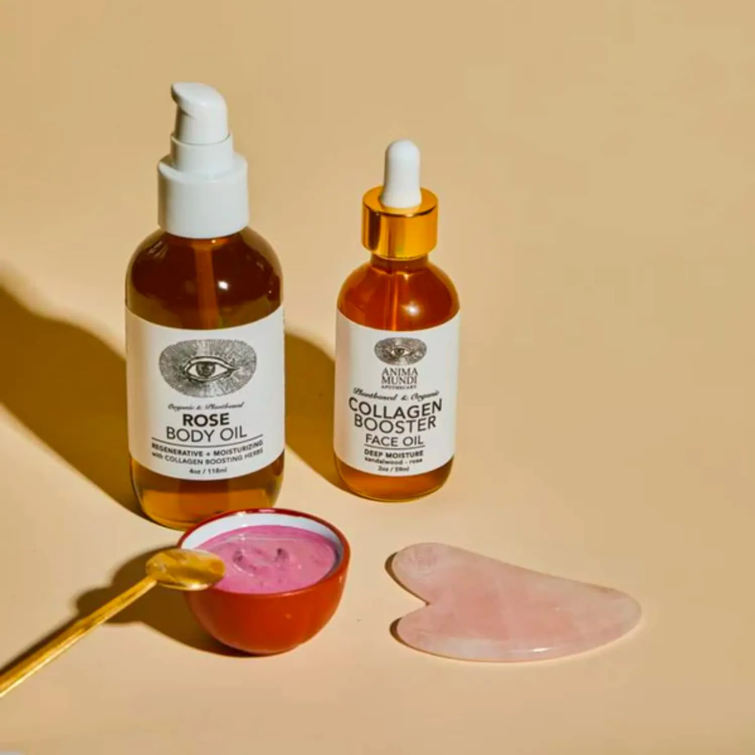 Anima Mundi Rose Clay Mask - Astringent, Redness Corrector Rose Powder, Hibiscus Hydrating Face Mask   Mangosteen Powder Purifying Mask with Soothing White Kaolin Clay   Aloe Vera Extract (1.76oz)