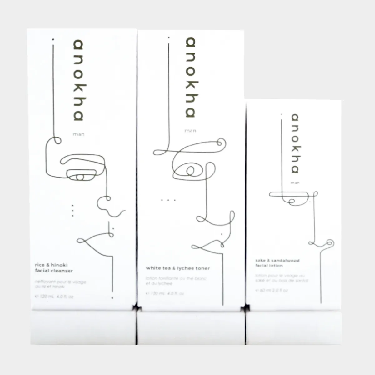 Anokha men's skincare set of Cleanser, Toner, Lotion