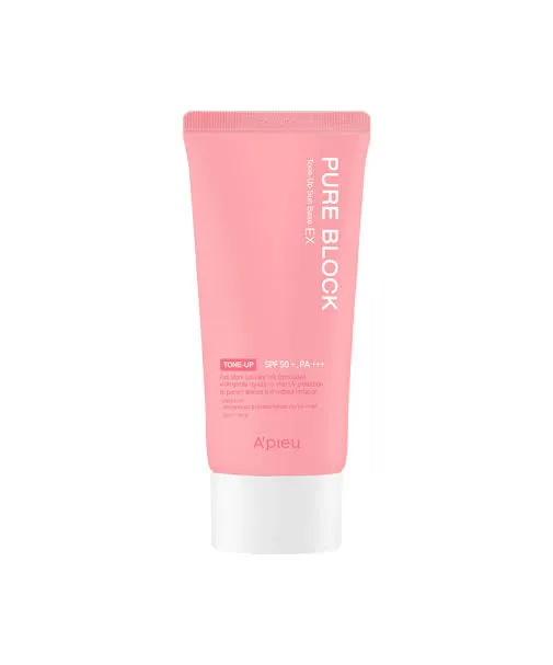 A'PIEU Pure Block Sun Base EX Tone Up SPF 50  PA    كريم واقي شمس مع تفتيح فوري من ايبيو