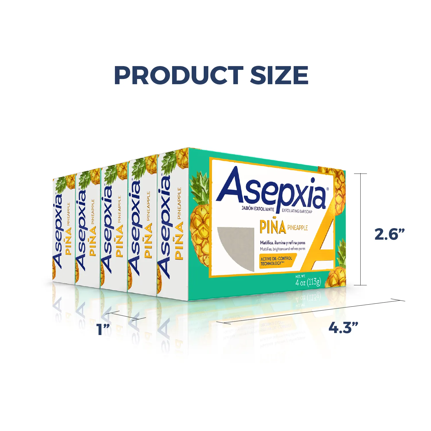Asepxia Pineapple Exfoliating, Oil Control Technology Facial Bar Soap - 4 oz. (113g) - Case of 20