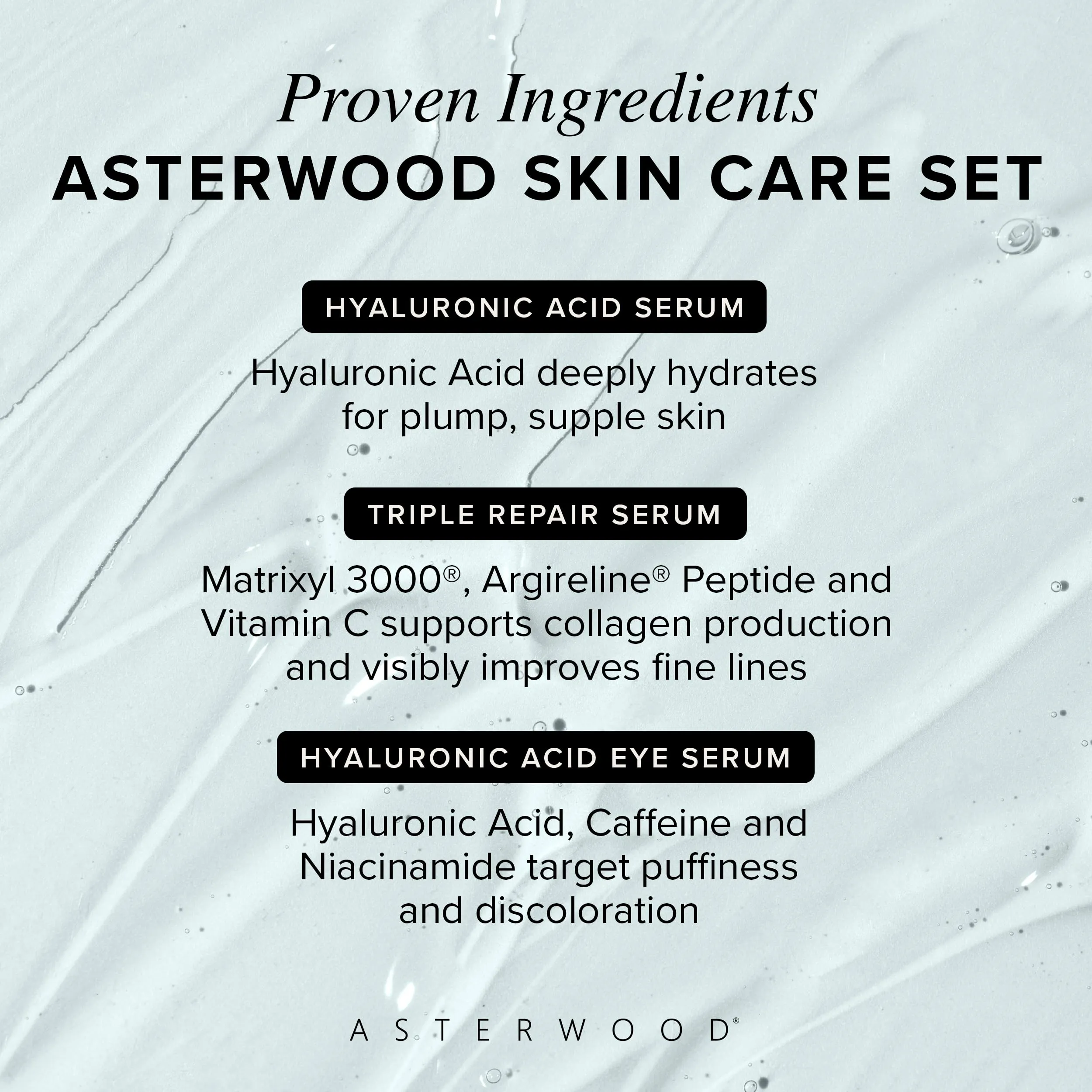 Asterwood Skin Care Set for Women - Stocking Stuffer, Gifts for Women, Christmas & Holiday Gift - with Hyaluronic Acid & Triple Repair Serums, Hyaluronic Acid Under Eye Serum - Skincare Essentials