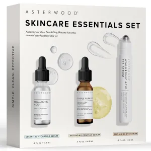 Asterwood Skin Care Set for Women - Stocking Stuffer, Gifts for Women, Christmas & Holiday Gift - with Hyaluronic Acid & Triple Repair Serums, Hyaluronic Acid Under Eye Serum - Skincare Essentials