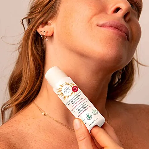ATTITUDE Plastic-Free Mineral Face Sunscreen Stick for Sensitive Skin Enriched with Oat, Broad Spectrum UVA/UVB with Zinc Oxide, Hypoallergenic, Vegan and Cruelty-free, SPF 30, Unscented, 30 grams