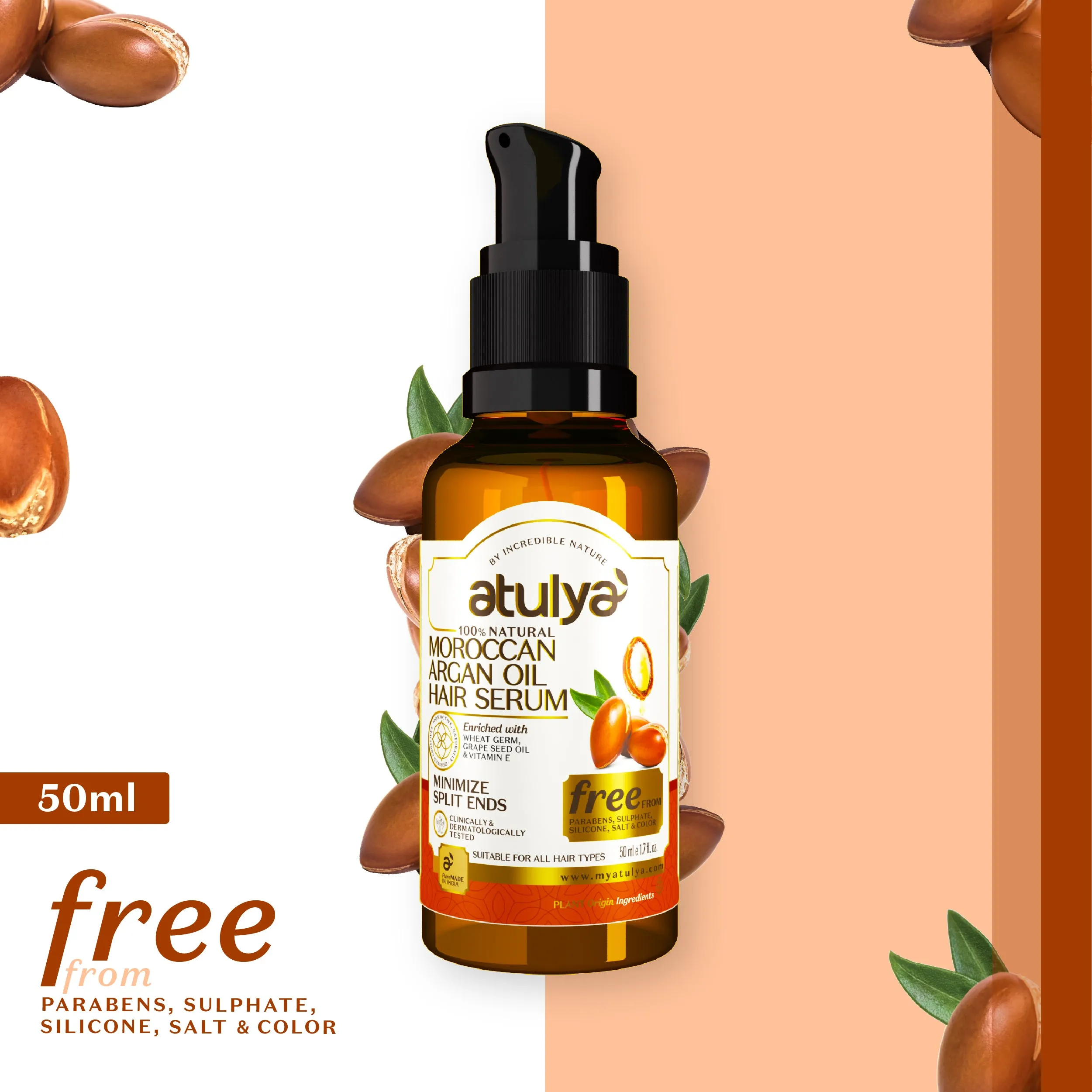 atulya Moroccan Argan Oil Hair Serum - 50ml (Buy 5 Products & Get Rs.500 Off)