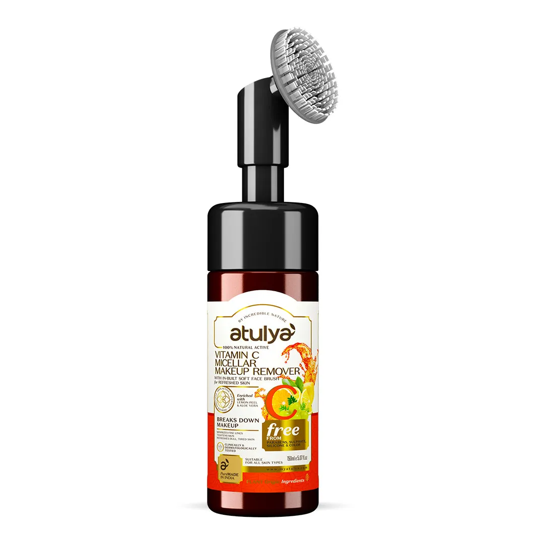atulya Vitamin C Micellar Makeup Remover with Foaming Brush - 150ml