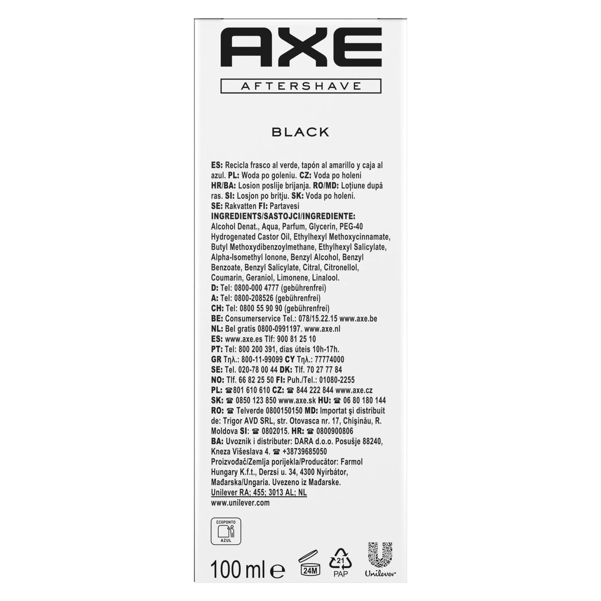 Ax Aftershave Black for well-groomed skin with a spicy, masculine scent of cedar wood and frozen pear 100 ml 1 piece 100 g (pack of 1)