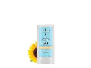 Babo Botanicals Sensitive Baby Mineral Sunscreen Stick SPF 50-70% Organic Ingredients - Zinc Oxide - NSF & Made Safe Certified - EWG Verified - Water Resistant - Fragrance-Free - for Babies & Kids 0.6 Ounce (Pack of 1)