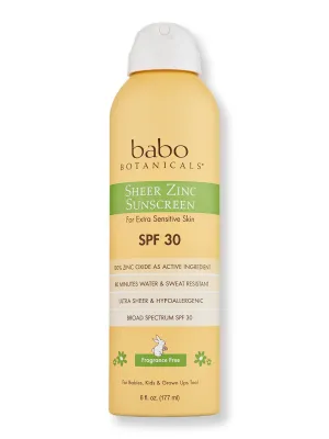 Babo Botanicals Sheer Zinc Continuous Spray Sunscreen SPF 30 6 oz