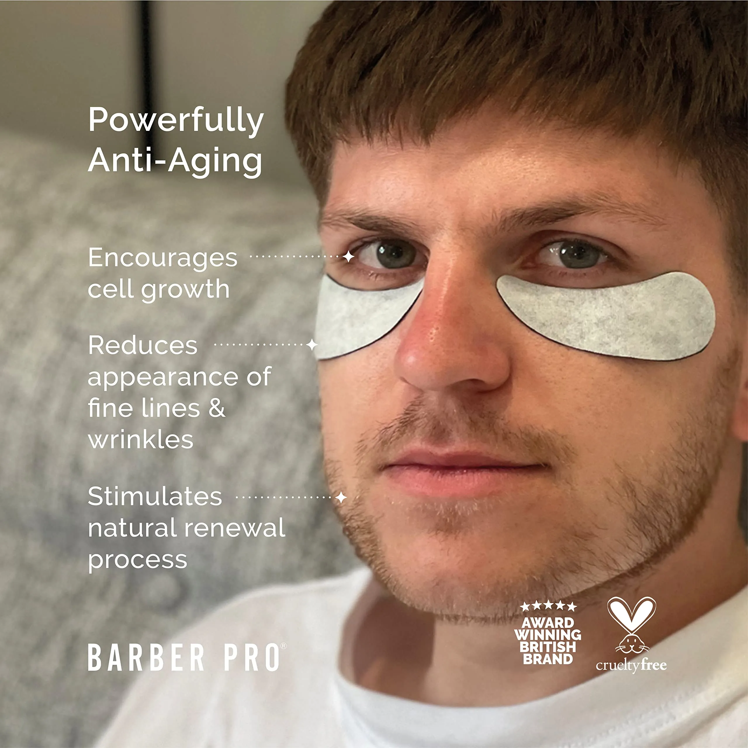 BARBER PRO Under Eye Mask for Men with Activated Charcoal & Volcanic Ash | 3 Applications | Anti-Aging, Cooling, Reduces Puffy Eyes | Under Eye Masks | Eye Masks for Puffy Eyes |