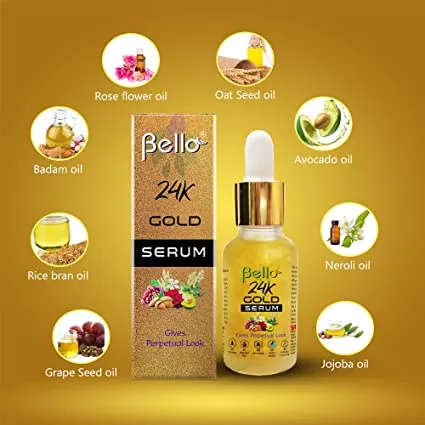Bello 24K Gold Serum for Radiance & Glow, 30 ML