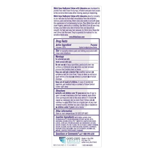 Bikini Zone Medicated After Shave Crème - Helps Stop Shave Bumps & Irritation - Gently Formulated Cream for Bikini & Delicate Areas - Use after Shaving, Waxing, or Depilation - Dye-Free (1 oz, 1 Pack)