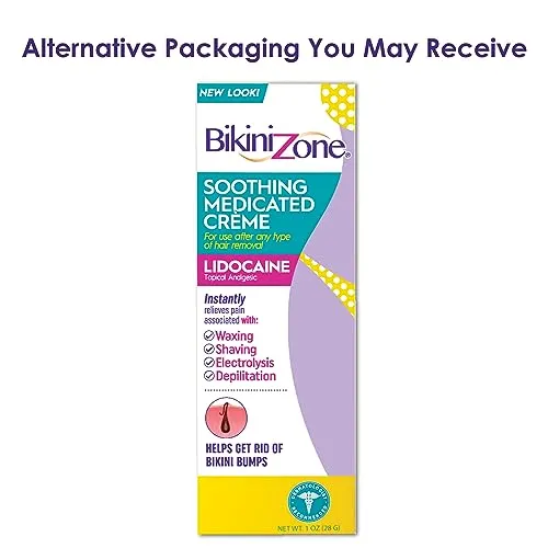 Bikini Zone Medicated After Shave Crème - Helps Stop Shave Bumps & Irritation - Gently Formulated Cream for Bikini & Delicate Areas - Use after Shaving, Waxing, or Depilation - Dye-Free (1 oz, 1 Pack)