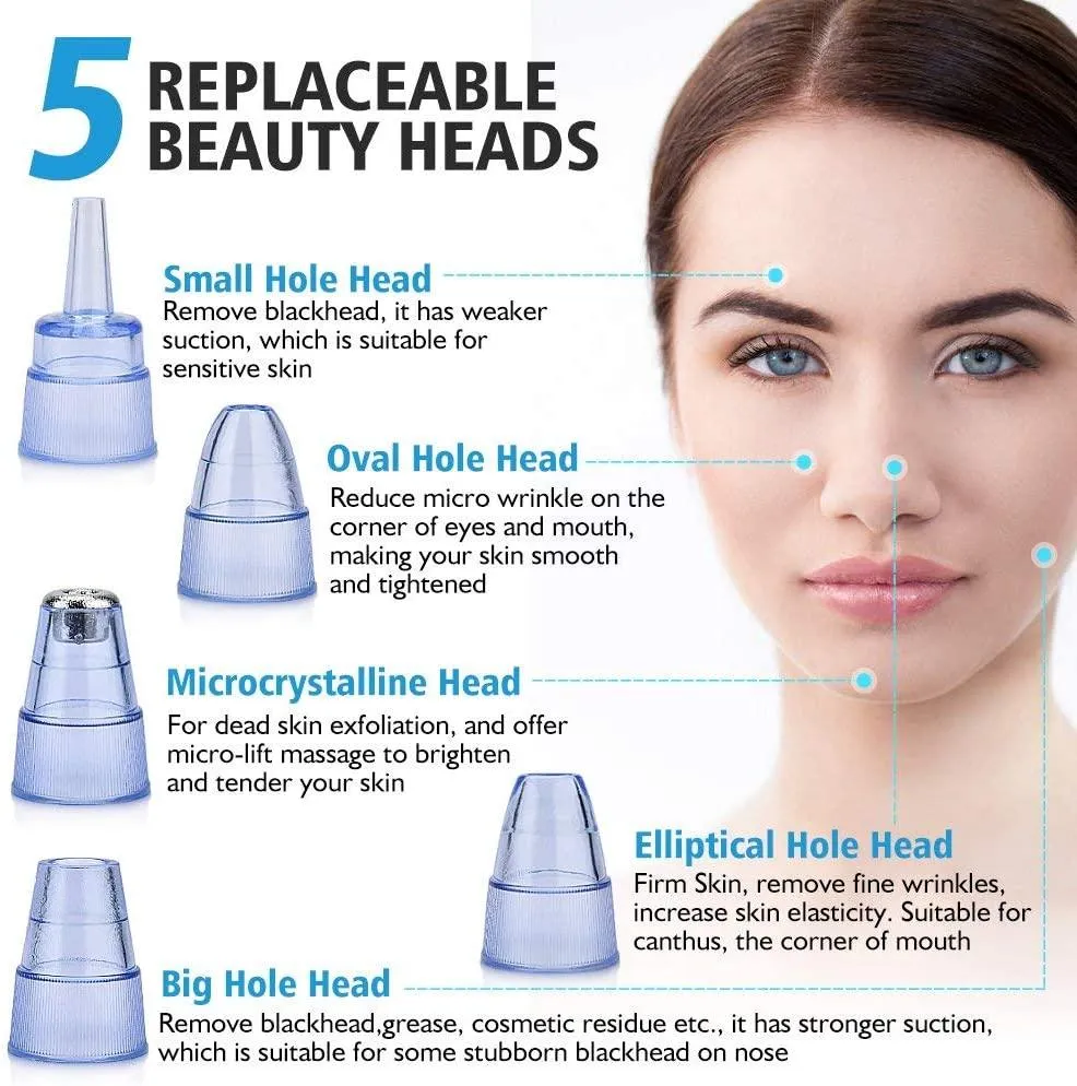 Blackhead Pore Vacuum Cleaner Remover, Facial Pore Cleaner Electric with 2 in 1