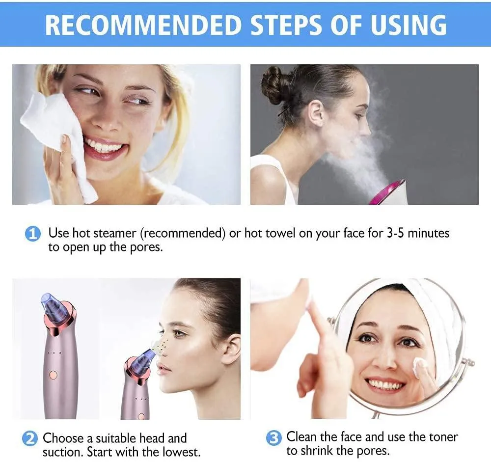Blackhead Pore Vacuum Cleaner Remover, Facial Pore Cleaner Electric with 2 in 1