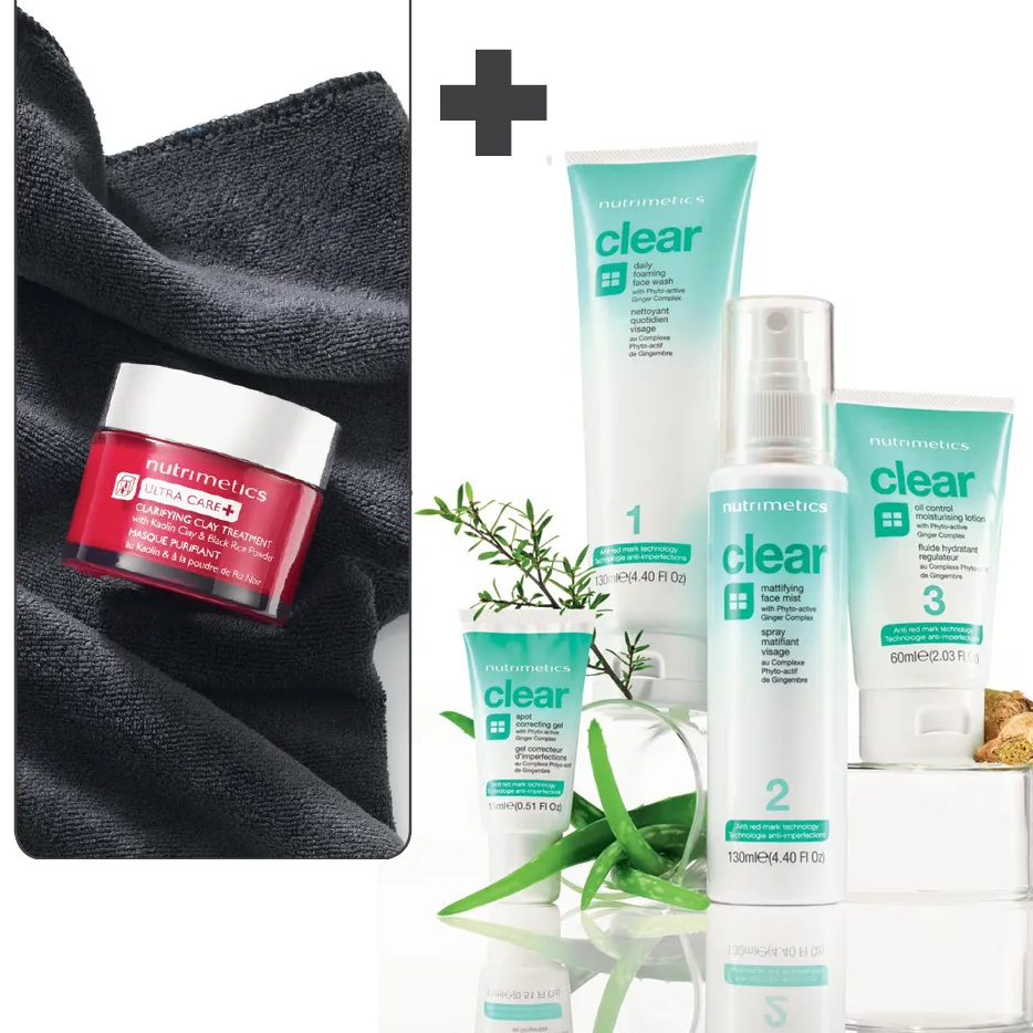Blemish-Prone Skin - Clear 4 Piece Skincare Set   Clay Treatment