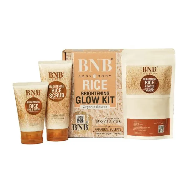 Bnb-rice Extract Brightening Skincare Kit | Face Wash, Scrub & Mask )