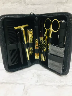 Brand new Gold Plated 10 Piece Travel Mens Personal Grooming Kit!