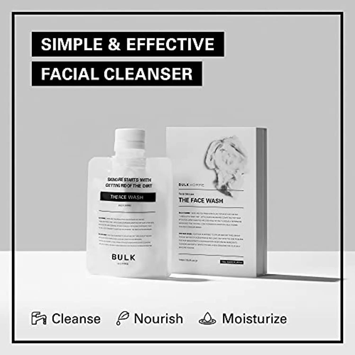 BULK HOMME - The FACE WASH, The Toner & The Lotion | 3 Piece Men’s Skincare Kit | Daily Foam Cleanser, Pore Minimizing Toner & Moisturizer | Complete Face Care Routine | Luxury Facial Care for Men