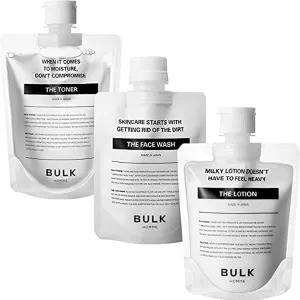 BULK HOMME - The FACE WASH, The Toner & The Lotion | 3 Piece Men’s Skincare Kit | Daily Foam Cleanser, Pore Minimizing Toner & Moisturizer | Complete Face Care Routine | Luxury Facial Care for Men