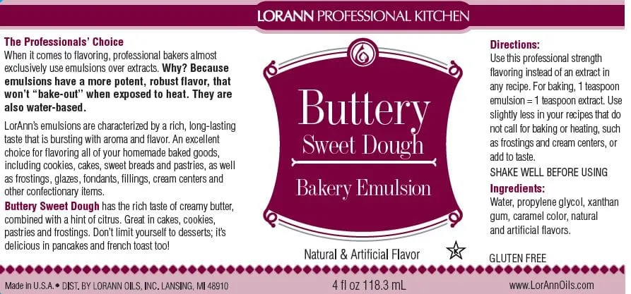 Buttery Sweet Dough Bakery Emulsion - 4 oz.