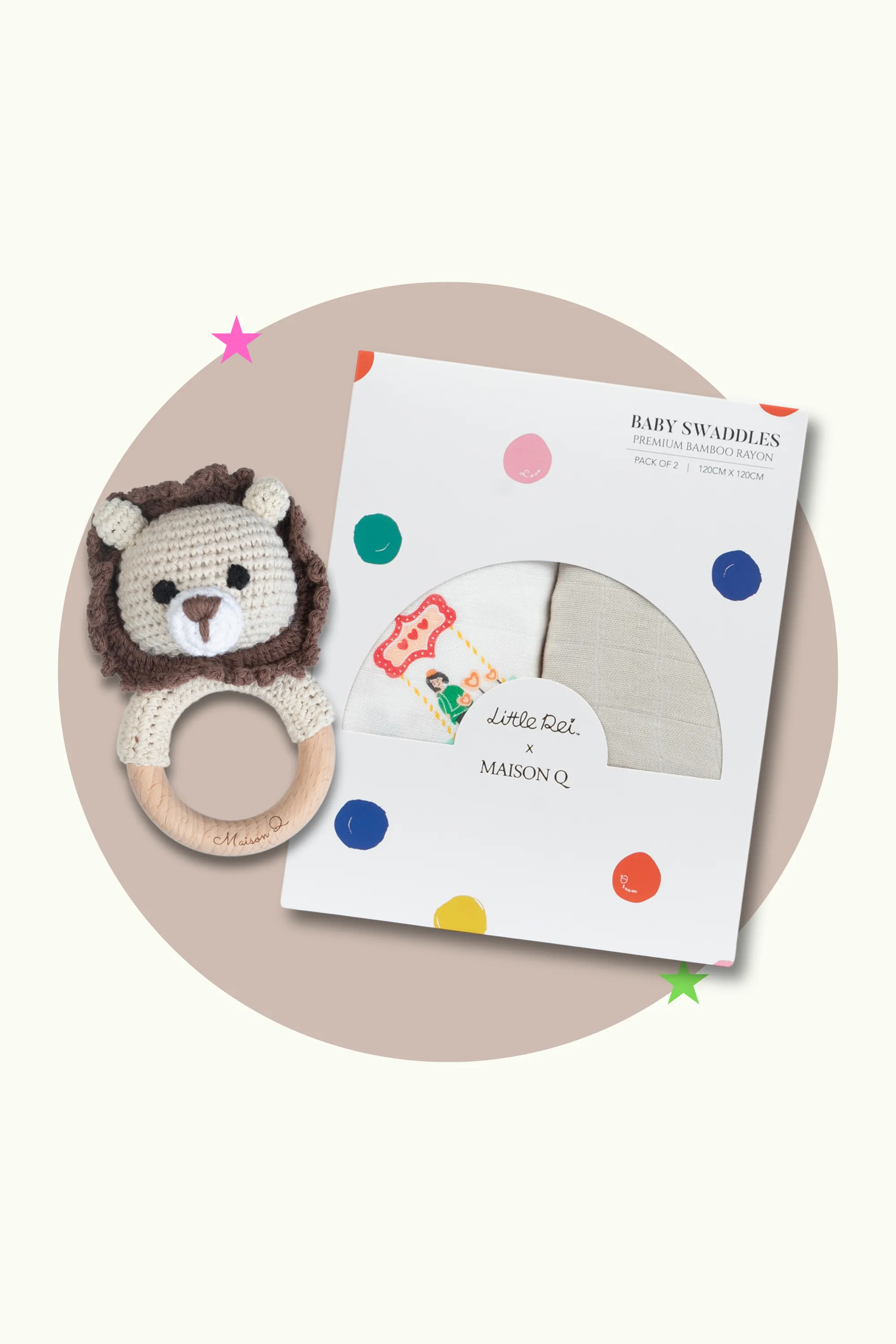 Carnival Baby Swaddles   Heroic Lion Crocheted Baby Rattle Christmas Gift Set