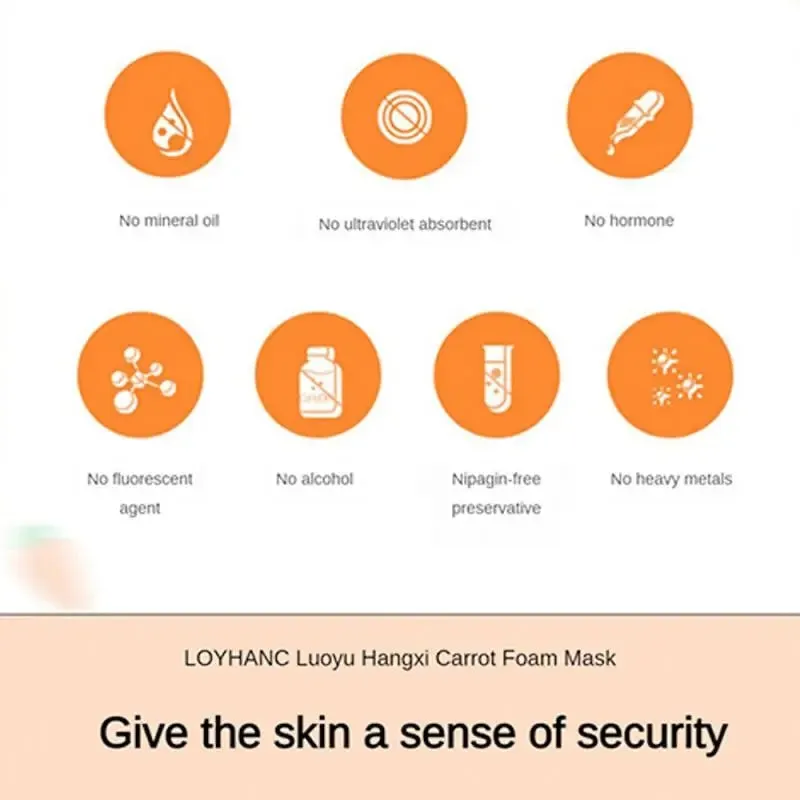 Carrot Foam Mask with Acid Complex Deep Bubble Cleaning Pore Cleansing , Blackhead removal, Exfoliation, Moisturizing (4gm x 12pcs Pack)