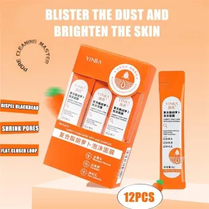 Carrot Foam Mask with Acid Complex Deep Bubble Cleaning Pore Cleansing , Blackhead removal, Exfoliation, Moisturizing (4gm x 12pcs Pack)