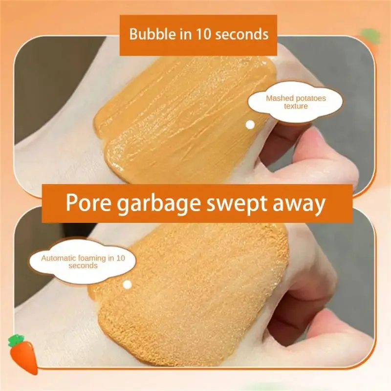 Carrot Foam Mask with Acid Complex Deep Bubble Cleaning Pore Cleansing , Blackhead removal, Exfoliation, Moisturizing (4gm x 12pcs Pack)