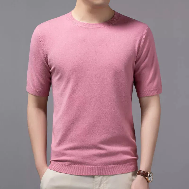 Cashmere Half-Sleeve Pullover Trendy round Neck Men's Sweater