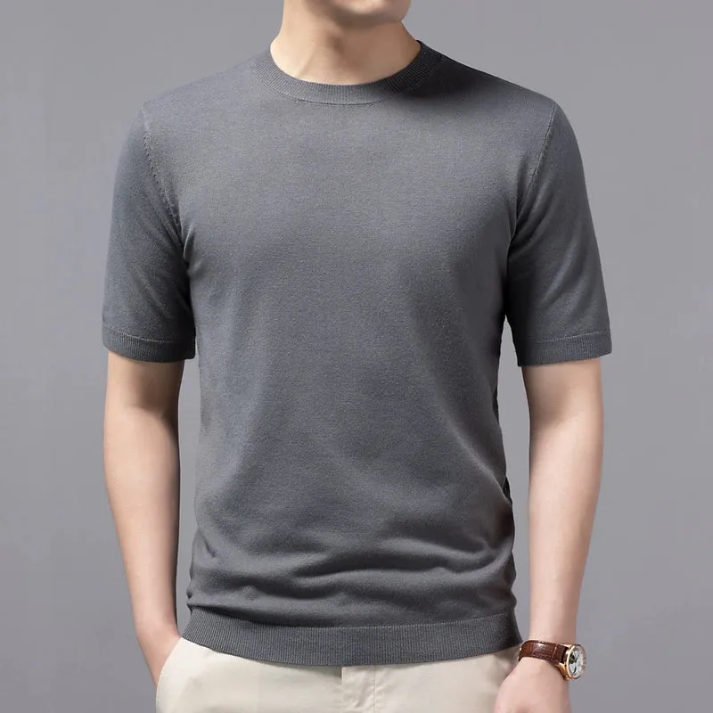 Cashmere Half-Sleeve Pullover Trendy round Neck Men's Sweater