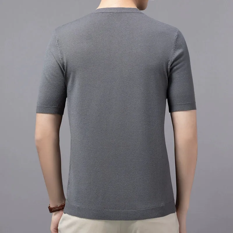 Cashmere Half-Sleeve Pullover Trendy round Neck Men's Sweater