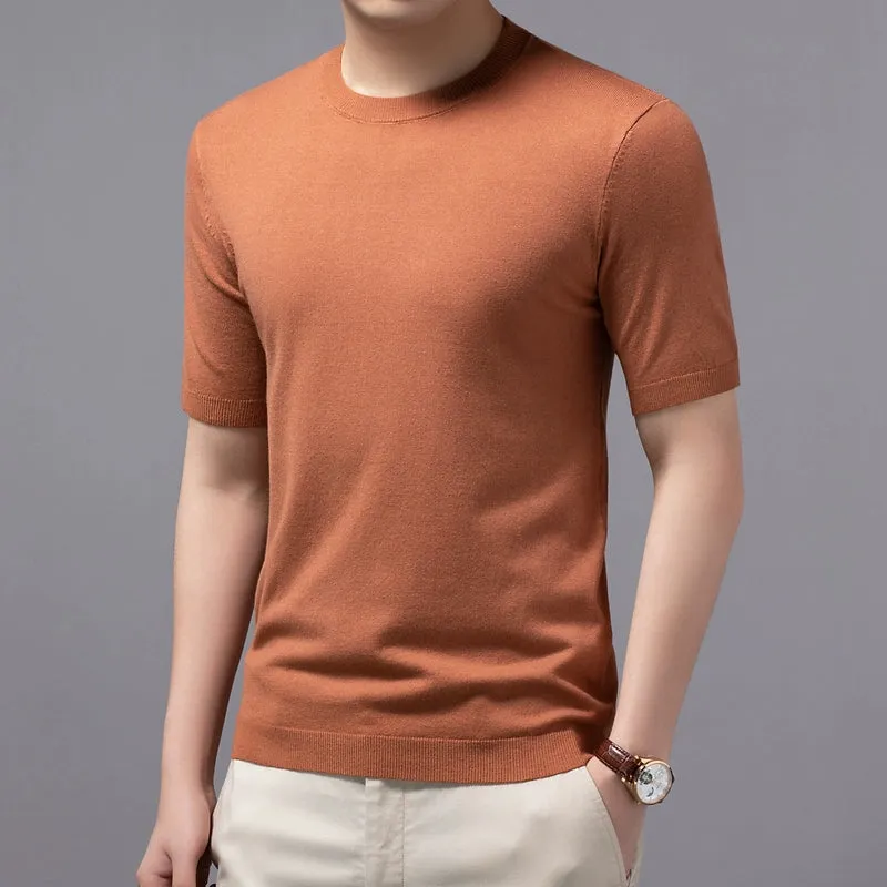 Cashmere Half-Sleeve Pullover Trendy round Neck Men's Sweater