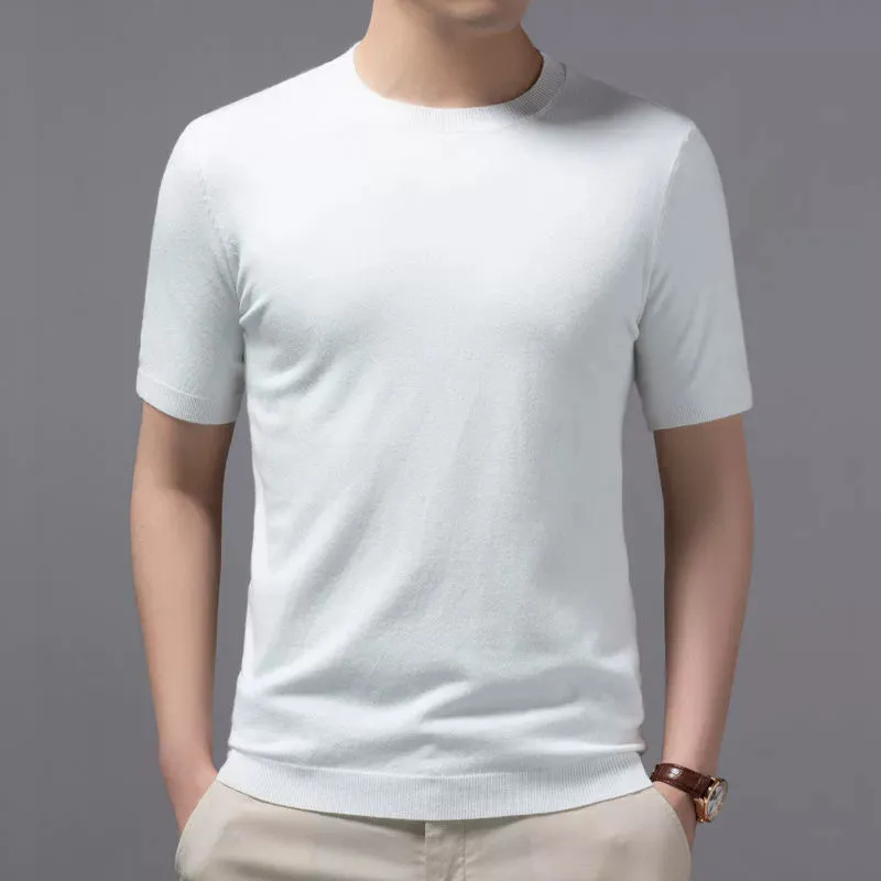 Cashmere Half-Sleeve Pullover Trendy round Neck Men's Sweater