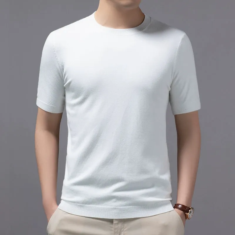 Cashmere Half-Sleeve Pullover Trendy round Neck Men's Sweater